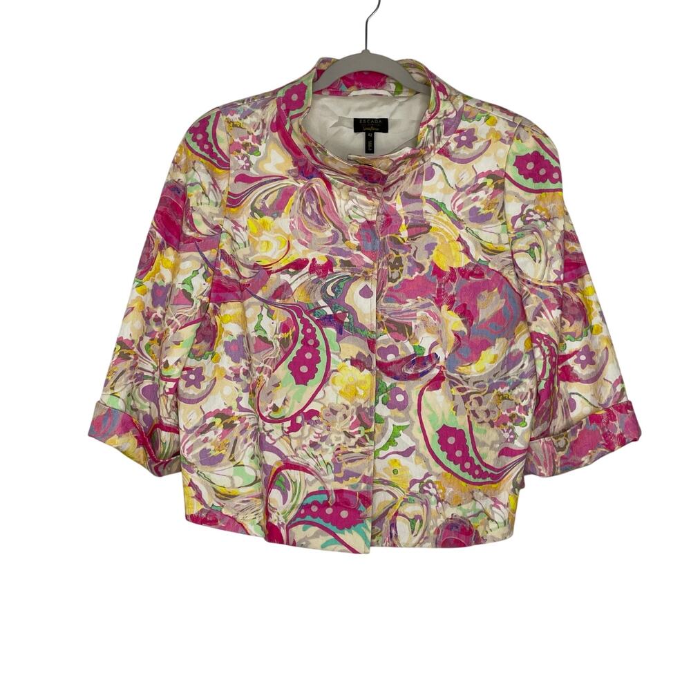 Escada Neiman Marcus Floral Paisley colorful cropped jacket women's 42 (US 12)